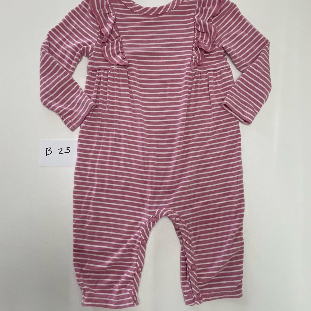 Little Sleepies garden rose striped long sleeve ruffle bib romper